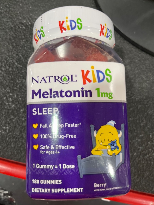 Photo 1 of Natrol Kids Melatonin 1mg, Dietary Supplement for Restful Sleep, 180 Berry-Flavored Gummies, 180 Day Supply 180.0 Servings (Pack of 1) Melatonin Exp 05/2024