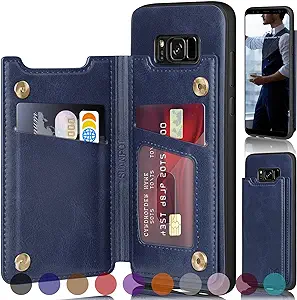 Photo 1 of SUANPOT?RFID Blocking for Samsung Galaxy S8+/S8 Plus 6.2' Wallet case with Credit Card Holder,Flip Book PU Leather Phone case Cover Cellphone Women Men for Samsung S8+ case (Blue)