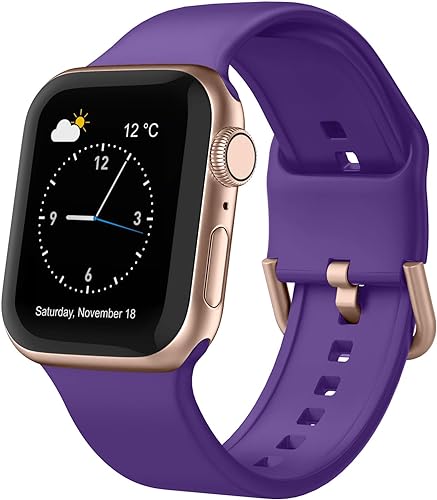 Photo 1 of Sport Band Compatible with Apple Watch Bands 49mm 45mm 44mm 42mm 41mm 40mm 38mm, Soft Silicone Wristband Replacement Strap with Classic Clasp for iWatch Series 9 Ultra SE 8 7 6 5 4 3 2 1 for Women Men 