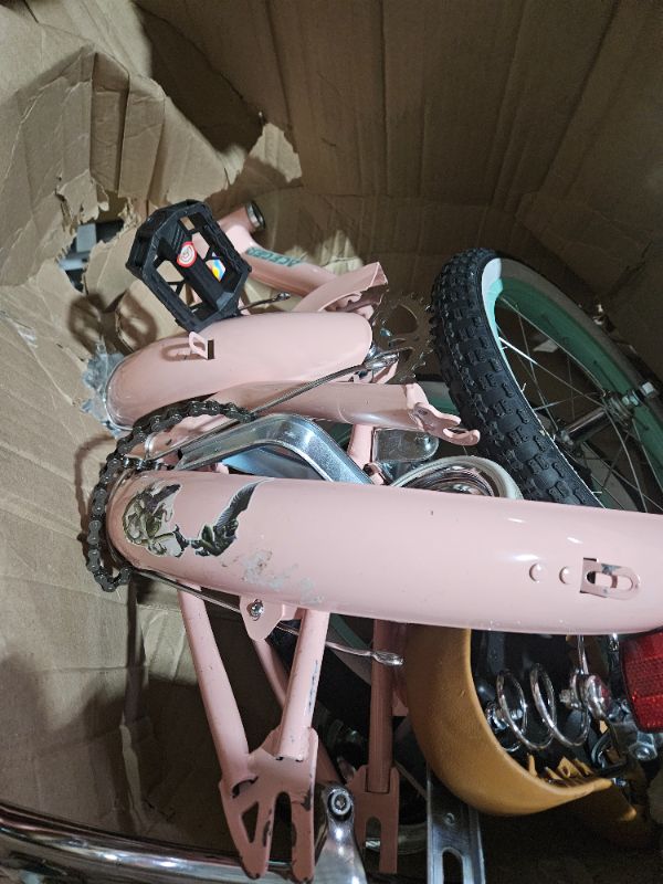 Photo 2 of **FOR PARTS ONLY**MISSING PARTS*DAMAGE
ACEGER Girls Beach Cruiser Bike Coral Pink 16 Inch With Training Wheels and Kickstand