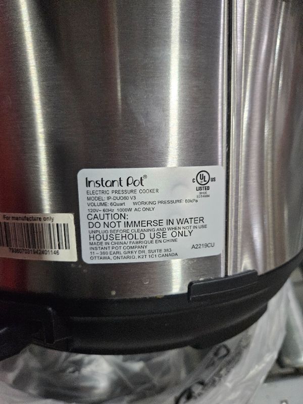 Photo 4 of **FOR PARTS ONLY**Instant Pot Duo 7-in-1 Electric Pressure Cooker 6 Quart