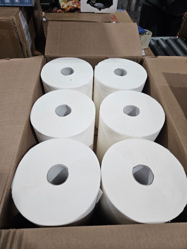 Photo 2 of High Capacity TAD Towel rolls, 10" Roll, White, 6 Rolls