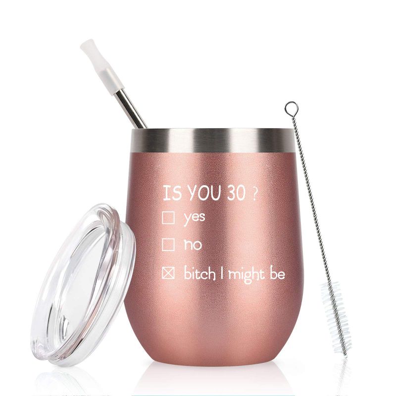 Photo 1 of **STOCK IMAGE FOR REFERENCE**30th Birthday Gifts for Women-Is You 30 Wine Tumbler with Lid