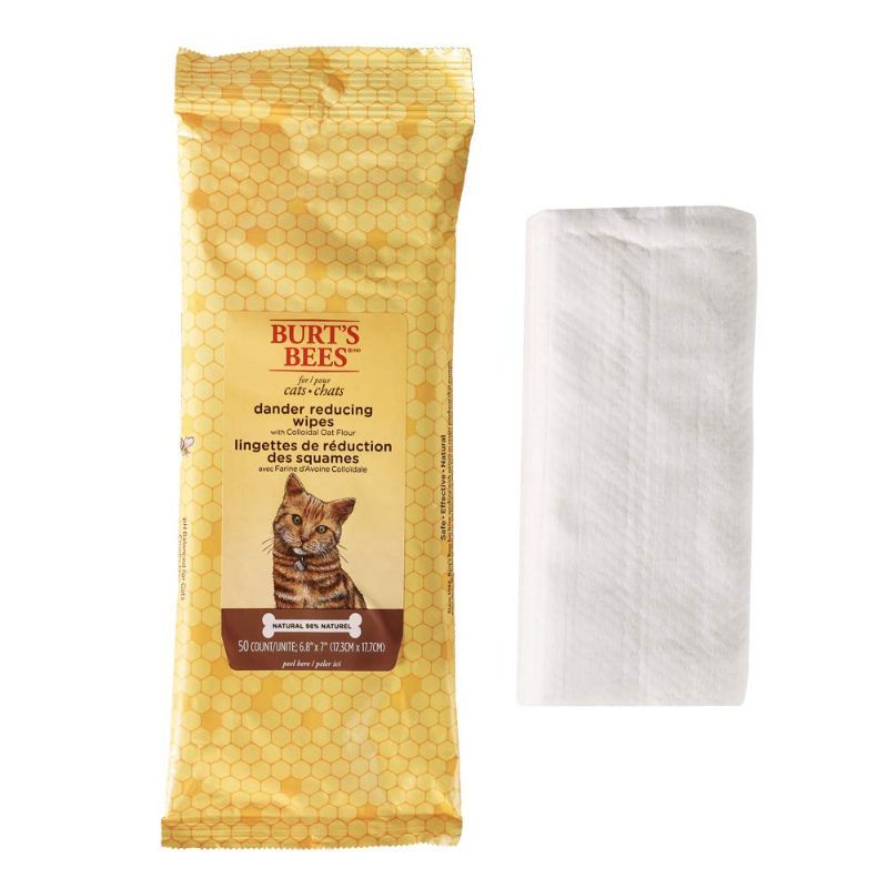 Photo 1 of **NON-REFUNDABLE PACK OF 2**Burt's Bees for Pets Cat Natural Dander Reducing Wipes 50 Count (Pack of 2)