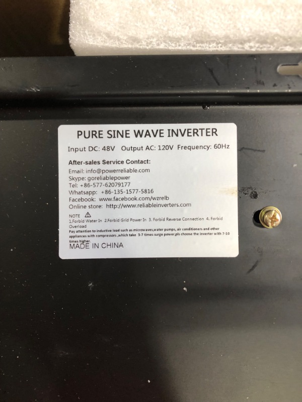 Photo 2 of WZRELB 8000 Watt Max Continuous Power 16000 Watt Peak Heavy Duty Pure Sine Wave Inverter 48V DC to 120V AC 60HZ