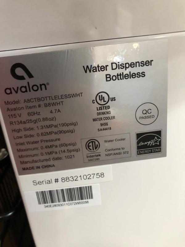 Photo 3 of Avalon B8BLK Countertop Touchless Bottleless Water Cooler Black