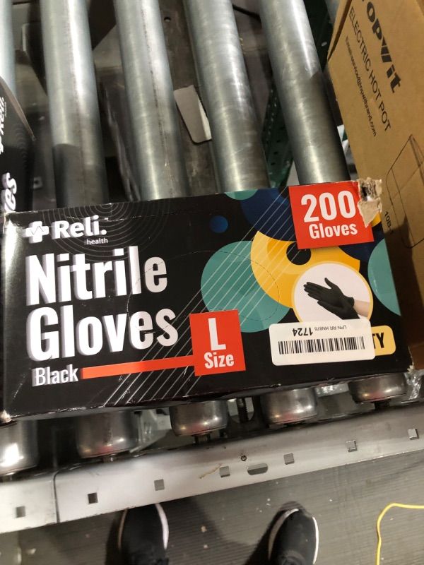 Photo 1 of Reli. Black Nitrile Gloves (Large) Large (200 Count)