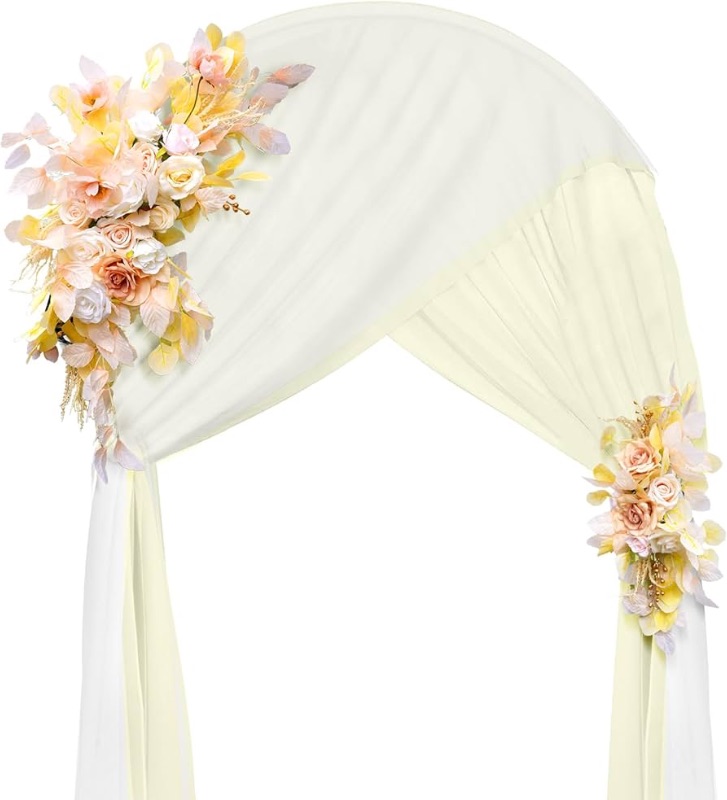 Photo 1 of **AS-IS** Artificial Wedding Arch Flowers Kit - Artificial Flowers for Decoration - 2pcs Beige White Flower Swag