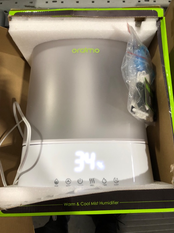 Photo 1 of Oraimo Humidifiers for Bedroom Large Room, 6L Top Fill Cool and Warm Mist Humidifier White