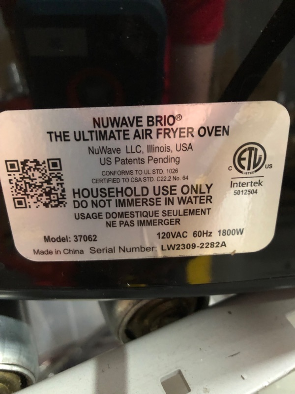 Photo 1 of Nu Wave Brio 7-in-1 Air Fryer Oven, 7.25-Qt Black Brio