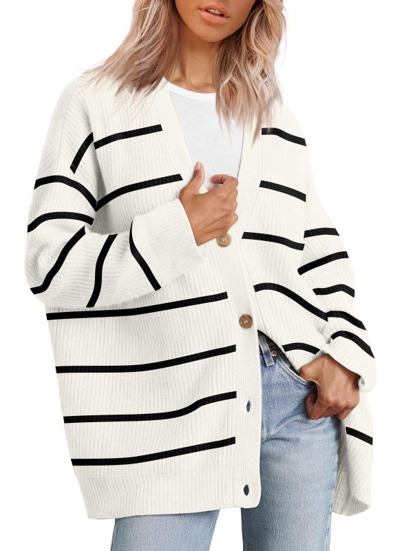 Photo 1 of LILLUSORY Women's Cardigan X-Small Stripes White