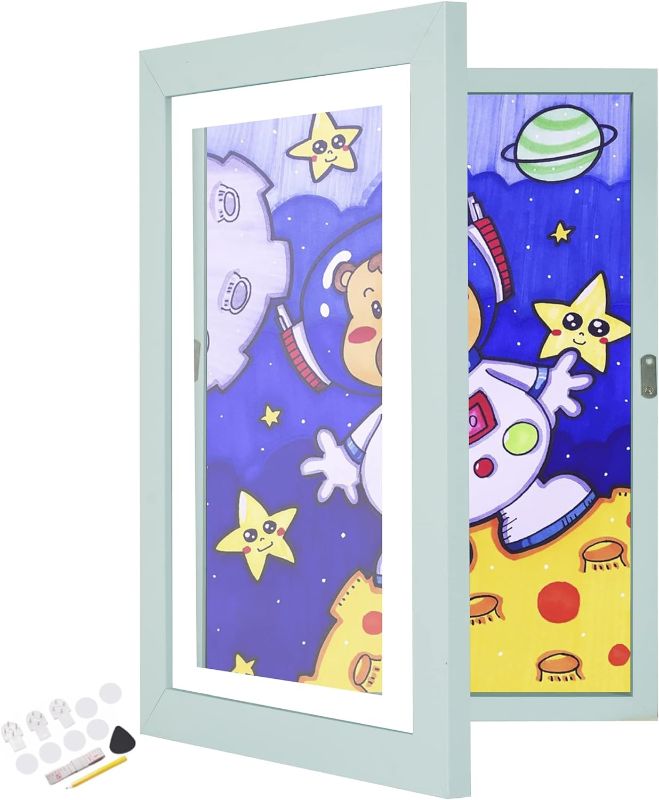 Photo 1 of 1PK Kids Art Frame Front Opening Changeable Kids Artwork Frame A4 Hanging Art (8.3x11.8 Light Wood)