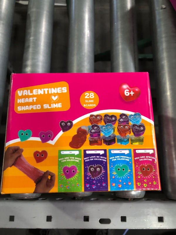 Photo 2 of 28 Pack Valentines Day Cards for Kids Classroom with Heart Shape Slime