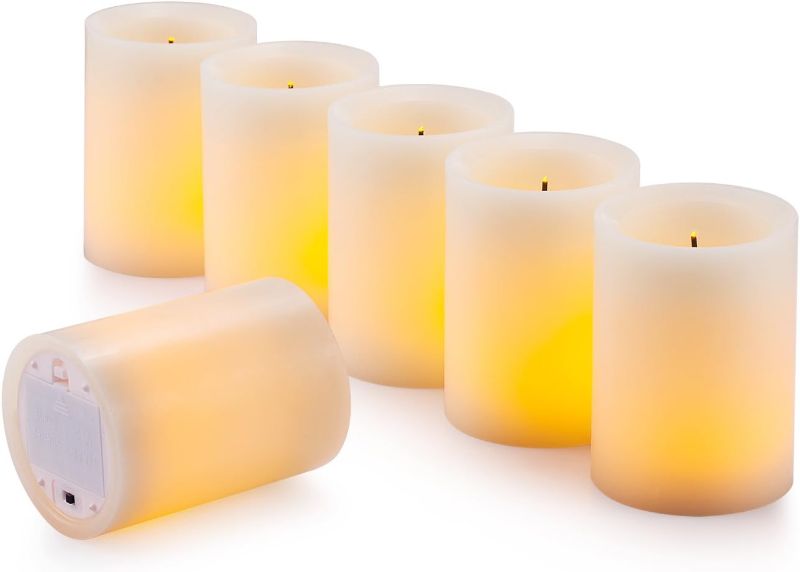 Photo 1 of Flameless Flickering LED Candles 3" X 4" with 10-Key Remote Control Timer