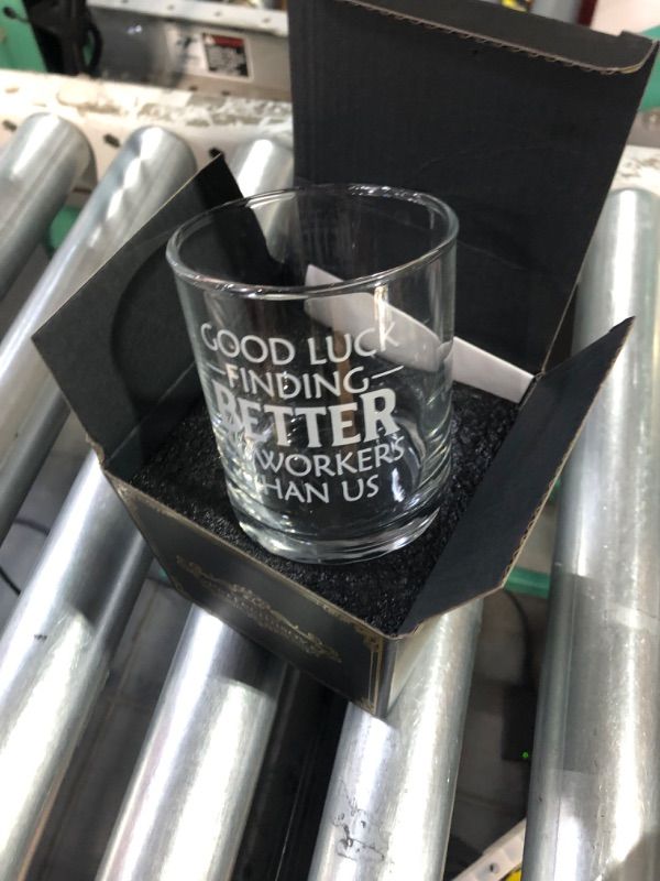 Photo 4 of LIGHTEN LIFE Good Luck Finding Better Coworkers Than Us Whiskey Glass 12 oz,Novelty Coworker Leaving Gift in Valued Wooden Box,Farewell Gift for Coworker Boss Colleague Friend Men