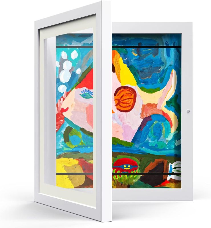 Photo 1 of (READ FULL POST) Kids Art Frame - Kids Artwork Frames Changeable Display 8 x10.5 with Mat or 9 x12 Without Mat, Front Opening Picture Display Frames holds 50, Children Art Projects Kids Art Frames, Horizontal and Vertical Formats (Black)