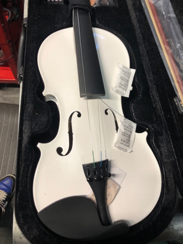 Photo 2 of WITEK Violin for Beginners, Fiddle Set of White with Premium Spruce Top& Maple Backsides, 4/4 Violin w/Hard Case, Violin Bow, Violin Bridge, Rosin, Shoulder Rest, Tuner, Mute, Fingerboard and Manual 4/4 White