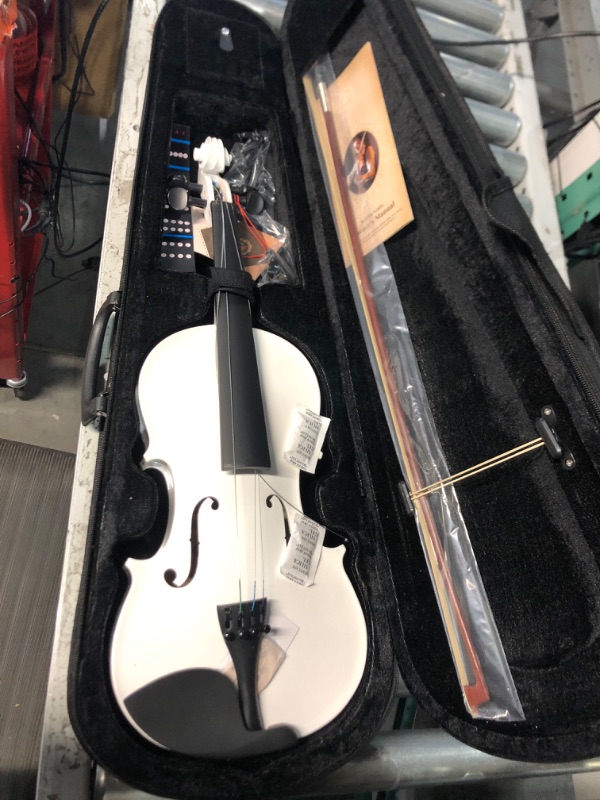 Photo 3 of WITEK Violin for Beginners, Fiddle Set of White with Premium Spruce Top& Maple Backsides, 4/4 Violin w/Hard Case, Violin Bow, Violin Bridge, Rosin, Shoulder Rest, Tuner, Mute, Fingerboard and Manual 4/4 White