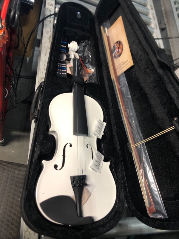 Photo 4 of WITEK Violin for Beginners, Fiddle Set of White with Premium Spruce Top& Maple Backsides, 4/4 Violin w/Hard Case, Violin Bow, Violin Bridge, Rosin, Shoulder Rest, Tuner, Mute, Fingerboard and Manual 4/4 White