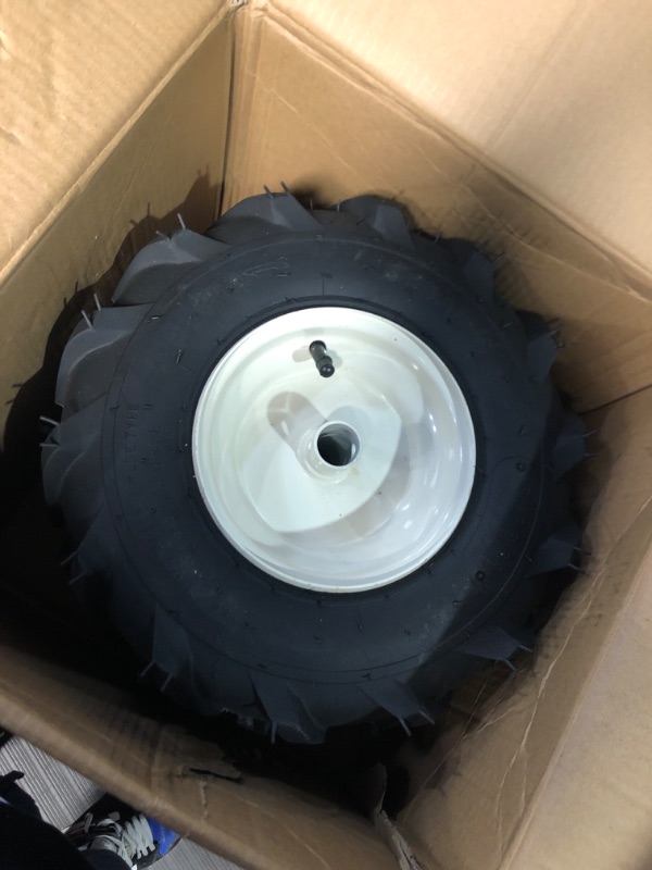 Photo 3 of GICOOL 13x5.00-6" Tiller Tire and Wheel, 1" Axle Size, 3-1/8" Centered Hub, 13x5-6 Super Lug Tractor & Trencher Tire Replacement