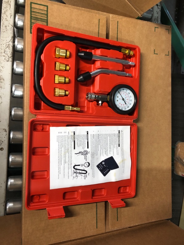 Photo 1 of Professional Petrol Engine Compression Tester Kit Set for Automotives and Motorcycles Red