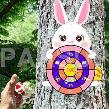 Photo 1 of  Easter Dart Board Game, Cute Bunny Party Board Games with 12 Stick Velcro Balls