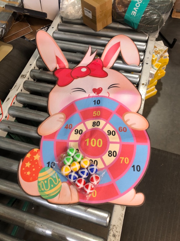 Photo 3 of  Easter Dart Board Game, Cute Bunny Party Board Games with 12 Stick Velcro Balls