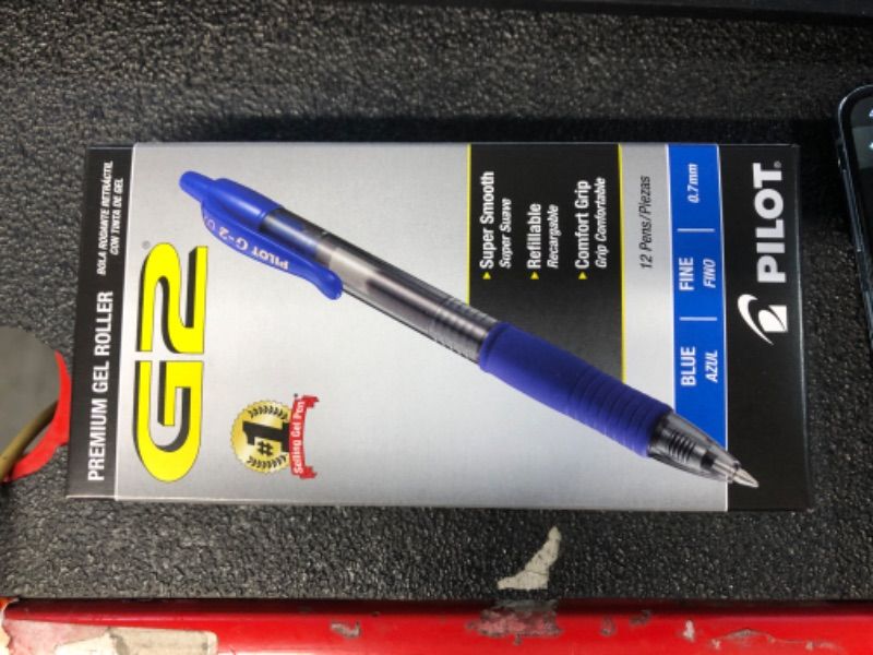 Photo 3 of Pilot, G2 Premium Gel Roller Pens, Fine Point 0.7 mm, Blue, Pack of 12 Blue Ink