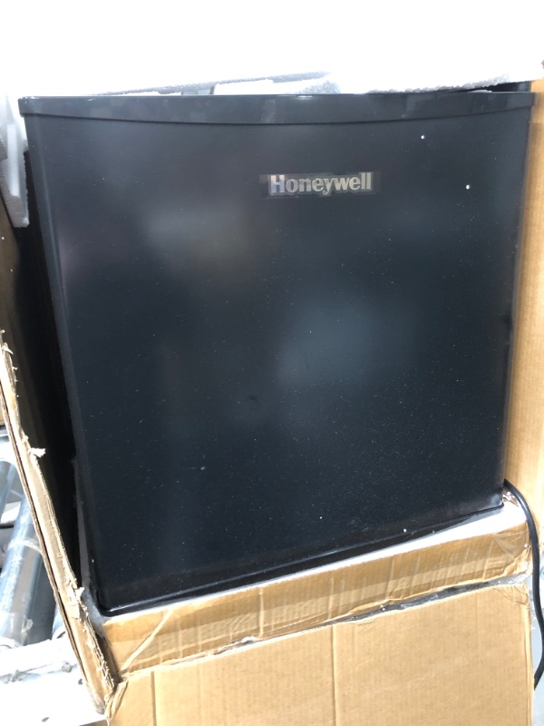 Photo 2 of (READ FULL POST) Honeywell Compact Refrigerator 1.6 Cu Ft Mini Fridge with Freezer, Single Door, Low noise, for Bedroom, Office, Dorm with Adjustable Temperature Settings, Black Black Refrigerator