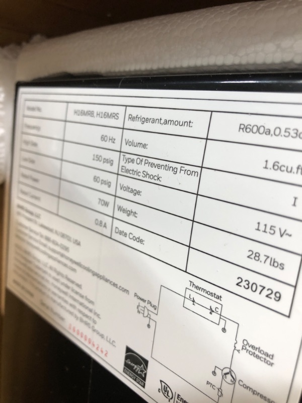 Photo 4 of (READ FULL POST) Honeywell Compact Refrigerator 1.6 Cu Ft Mini Fridge with Freezer, Single Door, Low noise, for Bedroom, Office, Dorm with Adjustable Temperature Settings, Black Black Refrigerator