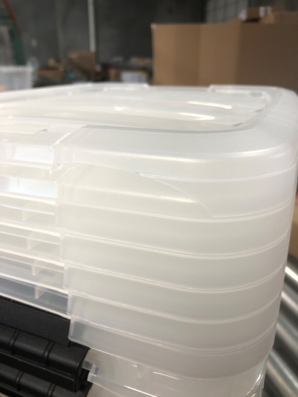 Photo 3 of **1 CRACKED BIN AND LID** IRIS USA 19qt Plastic Storage Bin with Lid and Secure Latching Buckles