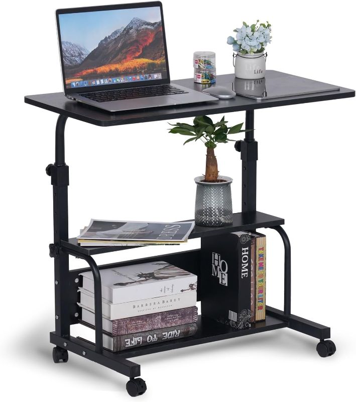Photo 1 of Portable Rolling Desk Adjustable Height Small Standing Desk on Wheels, 32 Inch Computer Desk Laptop Table for Home Office Study 
