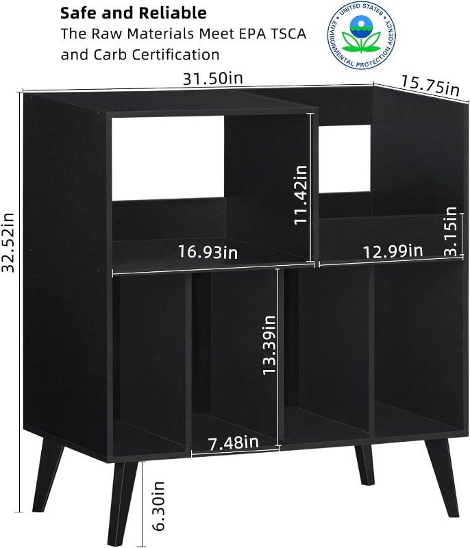 Photo 5 of LELELINKY Large Record Player Stand, Turntable Stand with Storage, Vinyl Record Holder with Display Area, Record Player Table Holds Up to 300 Albums,