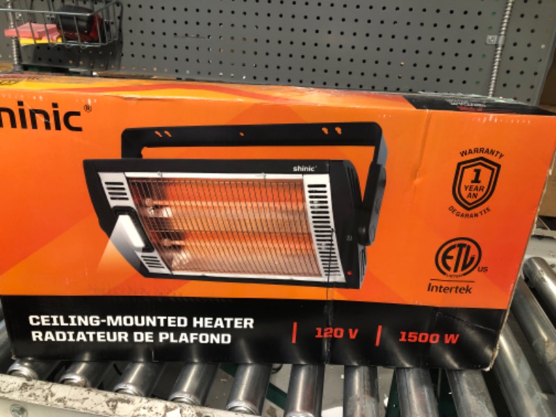 Photo 4 of Electric Garage Heaters for Indoor Use, 1500W/750W Ceiling Mounted Radiant Quartz Heater