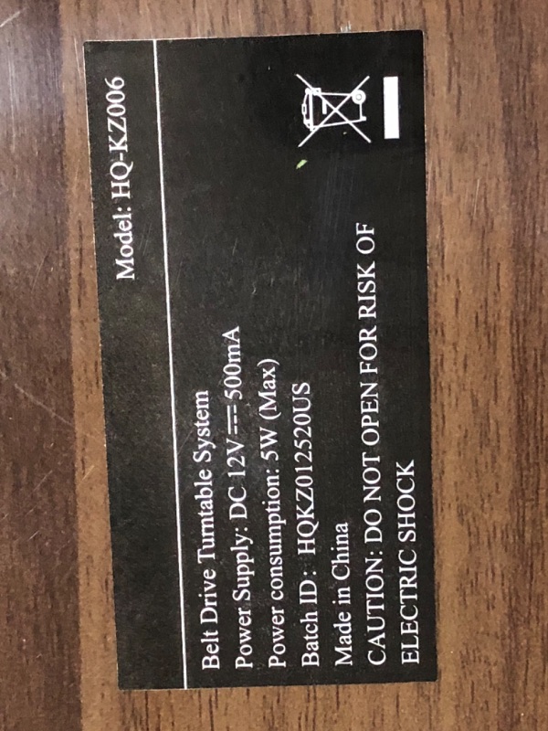 Photo 6 of ***NOT FUNCTIONAL - DOESN'T POWER ON - UNABLE TO TROUBLESHOOT***
Turntables Belt-Drive Record Player with Wireless Output Connectivity