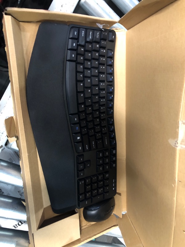 Photo 2 of Amazon Basics Ergonomic Wireless Keyboard Mouse Combo - QWERTY - Black