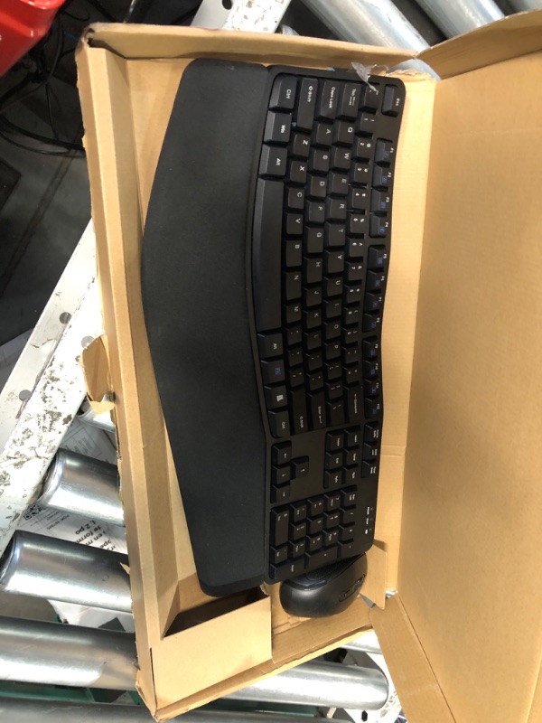 Photo 3 of Amazon Basics Ergonomic Wireless Keyboard Mouse Combo - QWERTY - Black