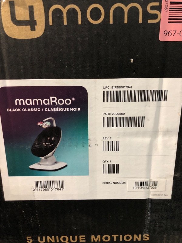 Photo 5 of 4moms MamaRoo Multi-Motion Baby Swing, Bluetooth Baby Swing with 5 Unique Motions, Black