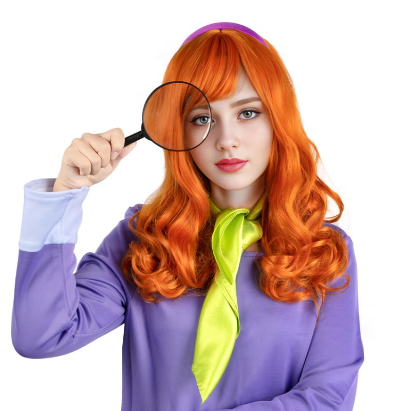 Photo 1 of MUPUL Orange Long Curly wigs with bangs Daphne Wig 