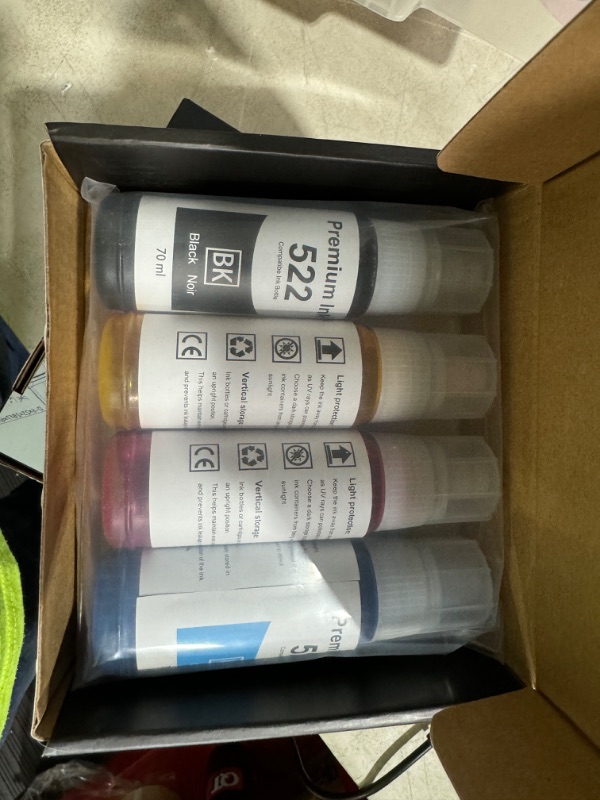 Photo 1 of 522 Ink Refill Bottle - Replacement for Epson 522 Ink Refill Bottles Compatible for EcoTank ET-2720, ET-2800, ET-2803, ET-2710, ET-4700 ET-4800 Printer (Not Sublimation Ink)