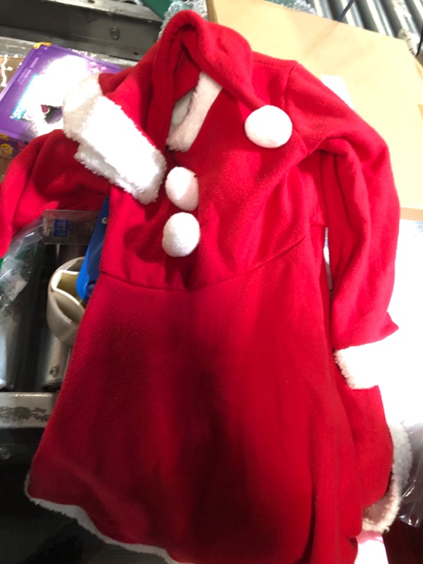 Photo 4 of Christmas Dress Costume Fleece Santa Claus Outfit GIRL SIZE M