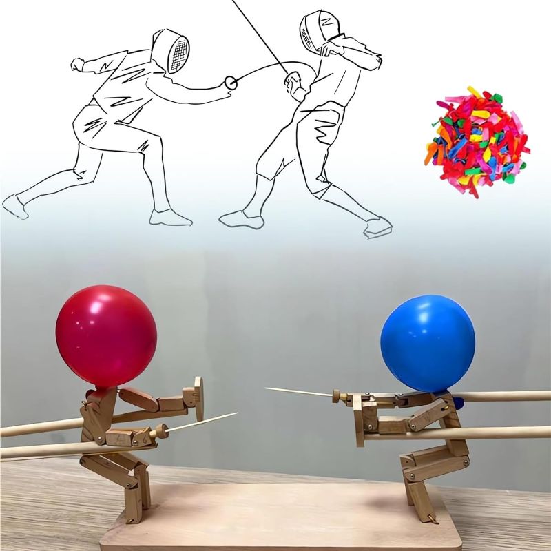 Photo 1 of Balloon Bamboo Man Battle-2024 New Handmade Wooden Fencing Puppets,Balloon Fighter  2 Players,
