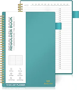 Photo 1 of NON REFUNDABLE BUNDLE OF 2,Regolden-Book Undated Daily Planner 4 Month 120 Days, Hardcover Faux Leather To Do List Notebook with Spiral Bound, Inner Pocket, Ruler,Pen loop, Daily & Monthly Agenda Book A5 (5.5" x 8.5") Daily Planner Teal