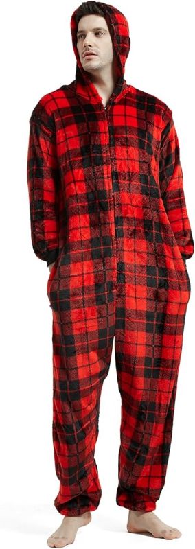 Photo 1 of CHRISTMAS PAJAMAS ONE PIECE BUFFALO PLAID FLANNEL NAVIDENAS, MEN LARGE