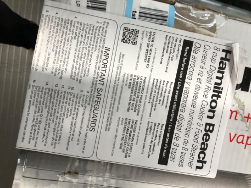 Photo 3 of **DENTED**
Hamilton Beach Digital Programmable Rice Cooker & Food Steamer, 8 Cups Cooked (4 Uncooked), With Steam & Rinse Basket, Stainless Steel (37518) 8 Cups Cooked (4 Uncooked) Rice Cooker
