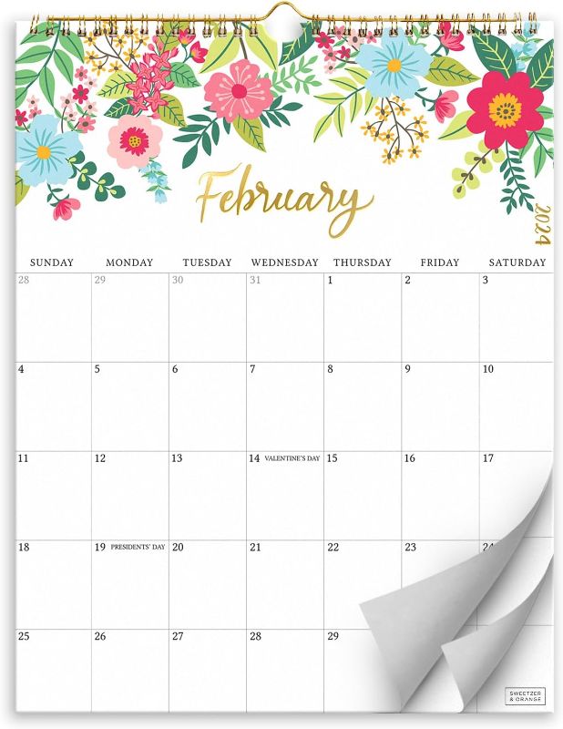 Photo 1 of **4 Pack** S&O Vertical Floral Wall Calendar from January 2024-June 2025