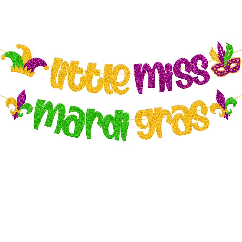 Photo 1 of **2 PACK**
Little Miss Mardi Gras Banner Little Girl Mardi Gras Birthday Decoration Carnival Masquerade Fat Tuesday New Orleans Theme Baby Shower Gender Reveal Party Supplies