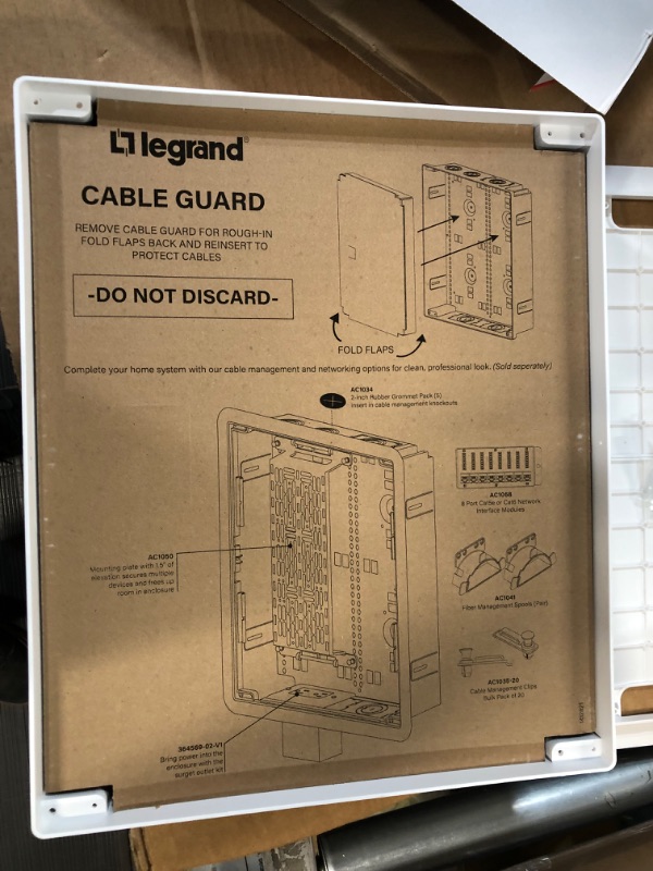 Photo 5 of On-Q Legrand Cable Management, Structured Media Enclosure, in-Wall Enclosure, TV Home Theater Box, 17 Inches, White (ENP1705-NA-V1) & AC1034 Rubber Grommet for Plastic Enclosures Enclosure with Trim and Cover + Bracket Box + Rubber Grommet 17 inch