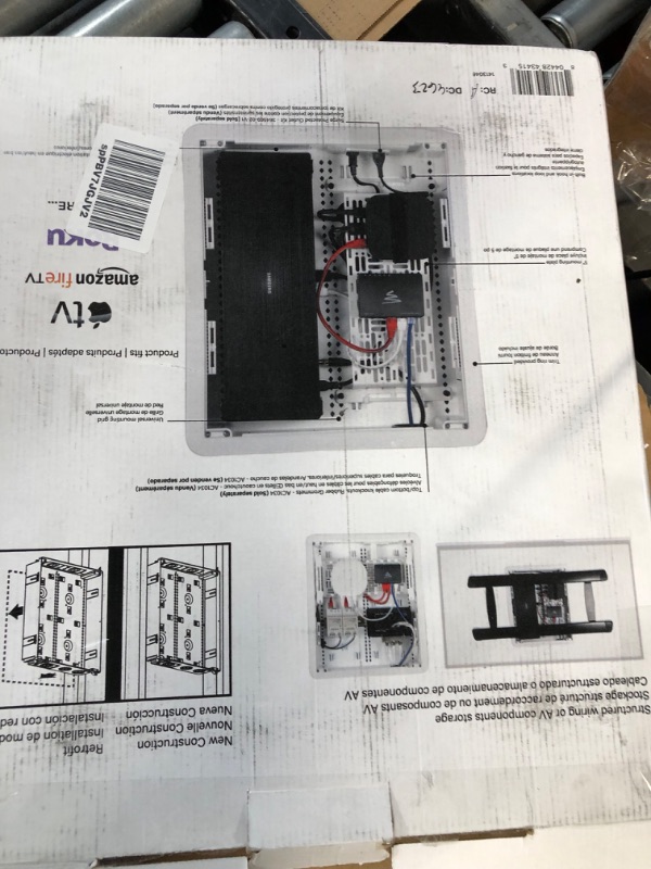 Photo 3 of On-Q Legrand Cable Management, Structured Media Enclosure, in-Wall Enclosure, TV Home Theater Box, 17 Inches, White (ENP1705-NA-V1) & AC1034 Rubber Grommet for Plastic Enclosures Enclosure with Trim and Cover + Bracket Box + Rubber Grommet 17 inch