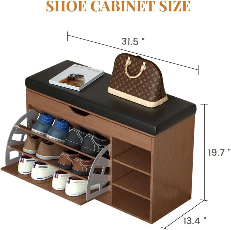 Photo 6 of (READ FULL POST) HOMEMORE Shoe Cabinet Shoe Rack for Entryway with Sitting Stool Shoe Storage Cabinet for Entryway Shoe Rack Three-Tier Shoe Cabinet Suitable for Home and Apartment.Delivered Before Christmas 39.3*21.2*13.4in